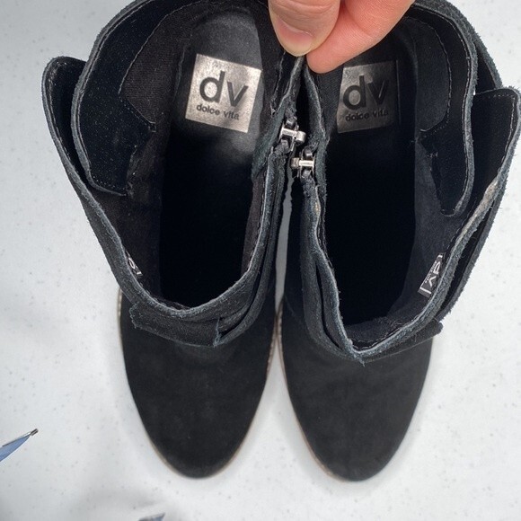 DV by Dolce Vita dv Conary Suede Booties Stacked Heel Straps Buckle Side Zip - Picture 11 of 15